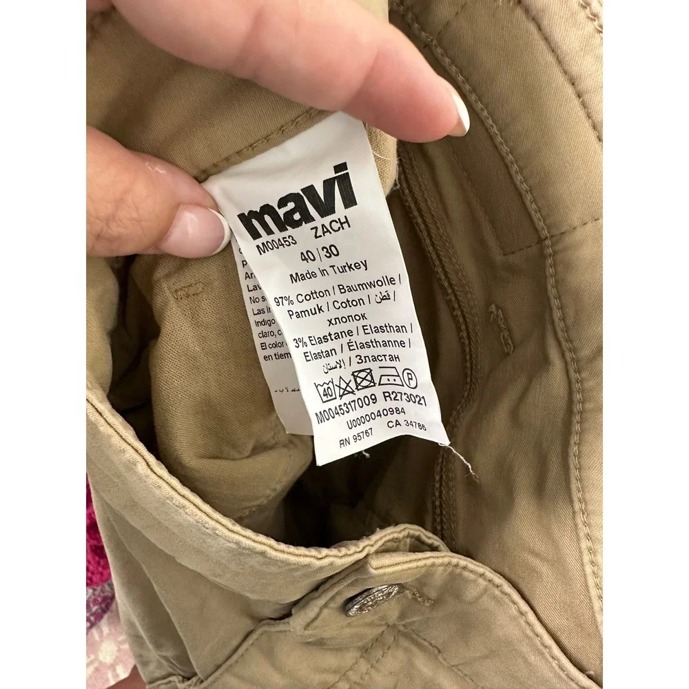 Mavi Zach Straight Leg Pants 40 x 30 Tan Khaki Cotton Stretch Men
